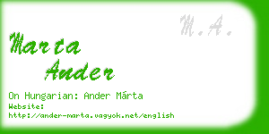 marta ander business card